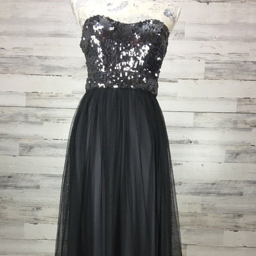 Blondie Nites Black Sequin Evening Party Gown Prom